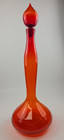 Blenko Glass 5815m Decanter Orange Red Tangerine With Stopper 24  Tall Vtg