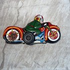Modern Toys Japan Red Racing Motorcycle 9cm Tin Friction Toy Has Some Rust