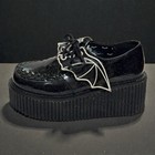 Demonia Womens Black Creeper 205 Bat Wing Platform Shoes Size 9 Goth Halloween