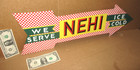 Nehi - We Serve - Ice Cold -embossed Arrow Shaped - Vintage Old Sign -dated 1993
