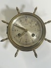 Vintage Salem Ship Bell Clock   Airguide Barometer Brass Wheel Set As Is No Key