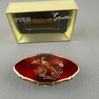 Vintage Stratton Pheasant Lipstick Holder Compact Mirror England Red Enamel