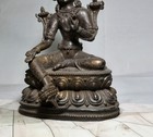 8  Old Antique Tibetan Buddhism Temple Bronze Gilt Green Tara Bodhisattva Statue