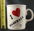 Vintage  i Love Baseball  Coffee Mug Bat   Ball Heart Off-white Made In England