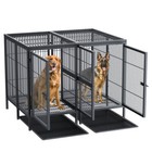Heavy Duty Dog Cage Strong Metal Kennel Pet Playpen Dog Enclosure 2dogs Divider