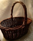    Vintage - Brown Wicker Basket - Beautifully Tightly Wrapped Handle 9inx7in