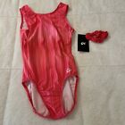 Nwt Gk Elite Cherry Charm Gymnastics Leotard Am Adult Medium With Hair Scrunchie