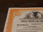 1922 Jordan Motor Car Company Automobile Stock Certificate Signed Edward Jordan