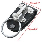 Stainless Steel Leather Key Chain Keyring Men Belt Clip Ring Holder Detachable
