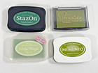 Varied Lot Of Embossing Powders Glitter Green   Ink Pads Shades Of Green olive