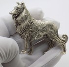 Vintage Italian Handmade Genuine Silver Collie Dog Large Figurine Sculpture