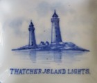 Circa 1900 Souvenir Delft Dish Thatcher Island Lights Gloucester Massachusetts