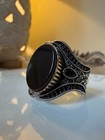        Men s Black Onyx Ring   925 Sterling Silver Oxidized   Turkish Signet   Black
