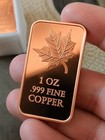20 Pack - 1 Oz Maple Leaf Copper Bars  999 Fine