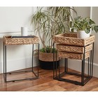 Woven Rectangular Nesting Tables For Living Room  Set Of 3  Seagrass