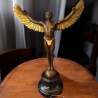 Icarus Bronze Sculpture Statue Art Winged Signed Nude Marble Deco Man Greek Rare