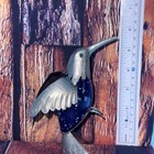 Vintage Ecuador Silver Hummingbird Sculpture Figurine Handcrafted Blue Stone Art