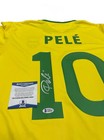 Yellow green  10 Jersey Autographed Pele Brazil Hand Signed Bas Authentication