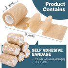 12 Pack Self Adhesive Bandage Wrap  3  X 5 Yards Elastic Cohesive Bandage Wrap 