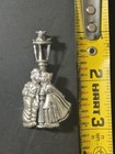 925 Sterling Silver Antique Art Deco Kissing Couple Under Street Light Brooch