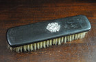 Antique Real Ebony Wood Coat Brush Made In France With Silver Cartouche