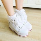Chic Womens Hidden Ankle Boots Wedge Heel Lace Up Round Toe Lace Platform Shoes