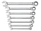 7 Pc 12 Pt Ratcheting Combination Wrench Set - Metric Tool Kit For Mechanics