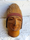 Antique Indian Chief Wood Carved Pipe Bowl Handmade Native American