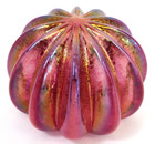 Robert Held Iridescent Pink Ruby Purple Sea Urchin Art Glass Paperweight Ribbed