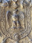 Rare Antique French Napoleon Iii Notary Plaque Gilt Repousse Brass