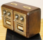 U S Post Office Box Door Coin Bank With Double Doors-size 1 Dual Dial-walnut