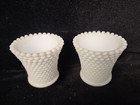 White Milk Glass Hobnail Votive Peg Cup Candle Holder Lot Of 2 Vintage