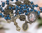 Guadalupe   Miraculous Mary Rosary   Bronze Color   Blue Jade   Italian Medals