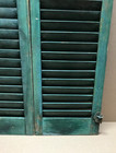 Antique Pair Wood Louvered Shabby Green Shutters 13x52 Vtg Chic Old 1215-26b