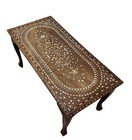 Antique Anglo-indian Carved Inlaid Rosewood Coffee Table