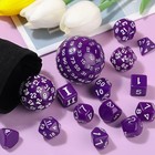 15 Pcs Polyhedral Rpg Dice Set D3-d100  Opaque Black   Purple white