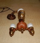 Antique  Vintage Brass Art Deco 3 Bulb Ceiling Light Fixture