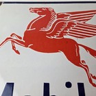 Vintage Mobil Oil Sign - Gasoline Advertising Gas Pump Station Porcelain Sign
