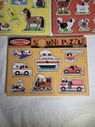 Melissa   Doug Wooden Puzzles  5  Sounds  Vehicles Pets Farm Animals House Bus