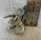 Comstock Pewter Wizard Figurine With Crystal Ball Blue Red Jewels Vintage 4088