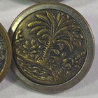 Lot Of 4 Antique Brass Egyptian Style Picture Buttons Camels Palm Trees