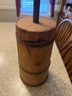 Vintage Wooden Butter Churn  With Dasher   Lid  Barrel Style