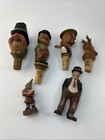 4 Vintage Hand Carved Wooden Figural Bottle Stoppers   Gnome   Man