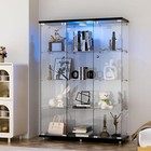 3 Doors Glass Display Cabinet W led Light 4 Shelves Storage Case For Curio New