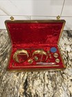 Vintage Brass Finish Jewelry Balance Scale Velvet Lining   Wooden Box India  100