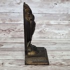 Vintage Art Deco Cast Iron Owl Bookend Single Gilt Worn Shabby Spooky Bird