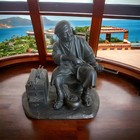 Vintage Japanese Bronze Statue Old Man Repairing Pipes Signed On Verso H  jyu