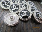 Lot Of Ten 16 Mm Designer Cc Button Black  Matte Silver Tone Chanel 10 Buttons