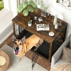 Xxl Wooden Dog Crate Heavy Duty Metal Frame Lockable Door W movable Tray 3 Usage