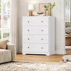 Dresser Chest  Modern Chest Organizer With 4 Drawers For Bedroom  White Finish